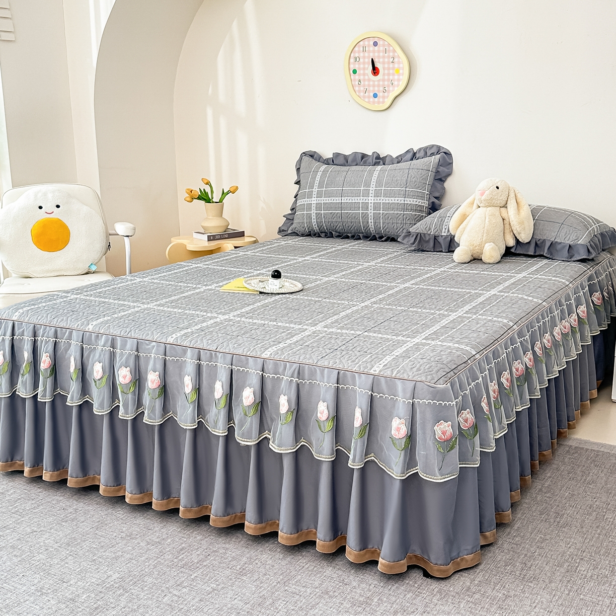 91家纺网 家纺一手货源 找家纺 手艺人家纺 2025新款全棉纯棉绗缝单床裙C02-C15 床裙单件 床裙C13