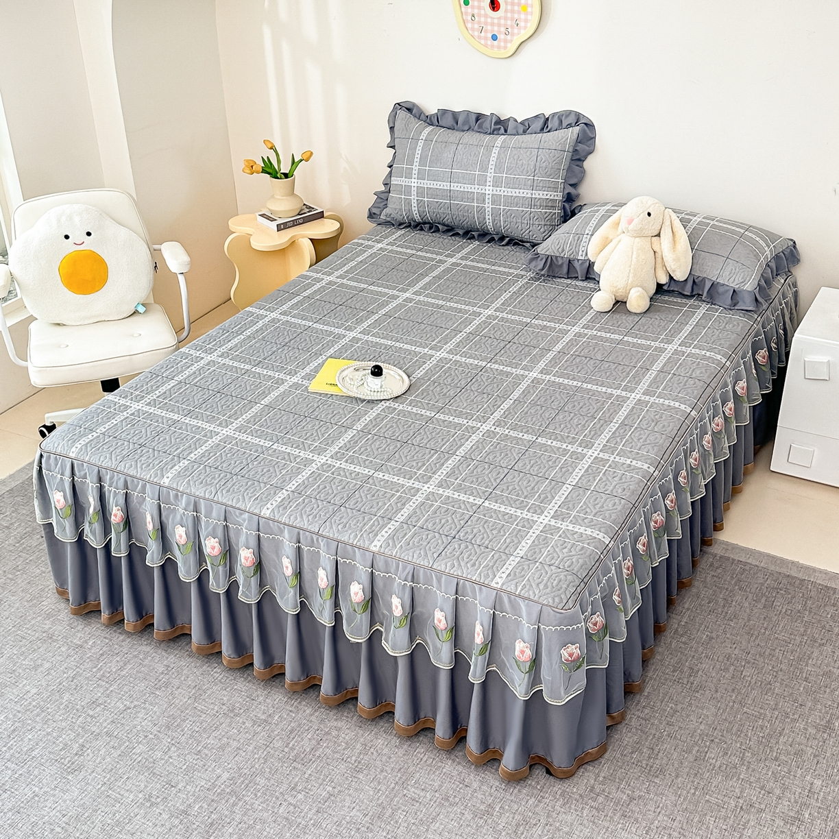 91家纺网 家纺一手货源 找家纺 手艺人家纺 2025新款全棉纯棉绗缝单床裙C02-C15 床裙单件 床裙C13