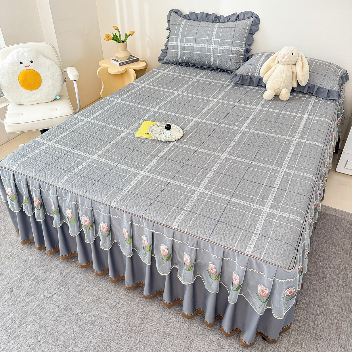 91家纺网 家纺一手货源 找家纺 手艺人家纺 2025新款全棉纯棉绗缝单床裙C02-C15 床裙单件 床裙C13