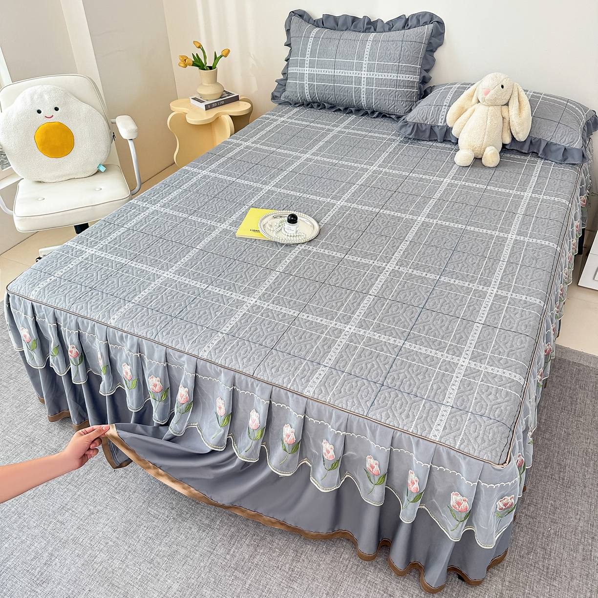 91家纺网 家纺一手货源 找家纺 手艺人家纺 2025新款全棉纯棉绗缝单床裙C02-C15 床裙单件 床裙C13