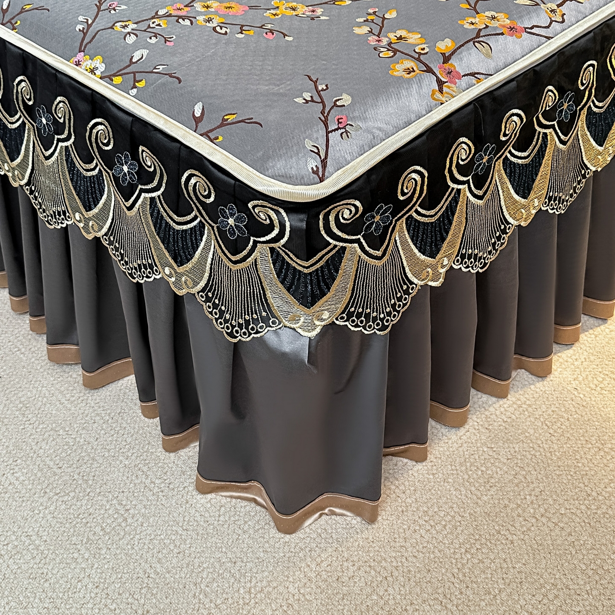 91家纺网 家纺一手货源 找家纺 手艺人家纺 2025新款高精密拉链款G01单床裙 床裙单件 床裙G01灰