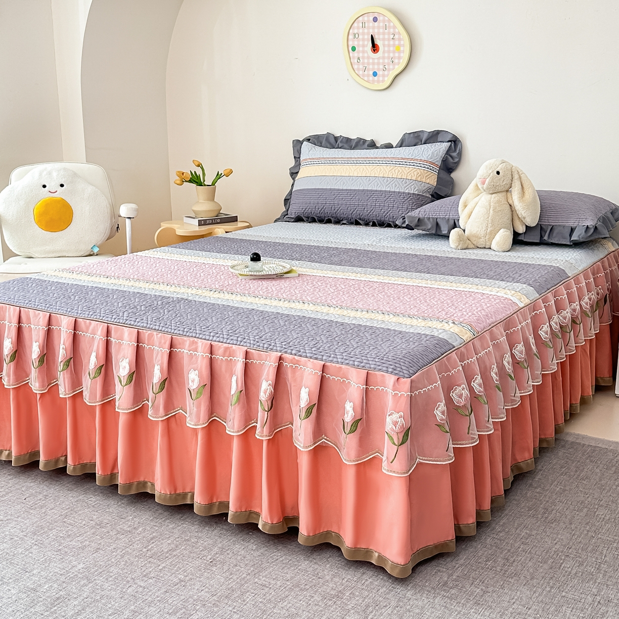 91家纺网 家纺一手货源 找家纺 手艺人家纺 2025新款全棉纯棉绗缝单床裙C02-C15 床裙单件 床裙C15