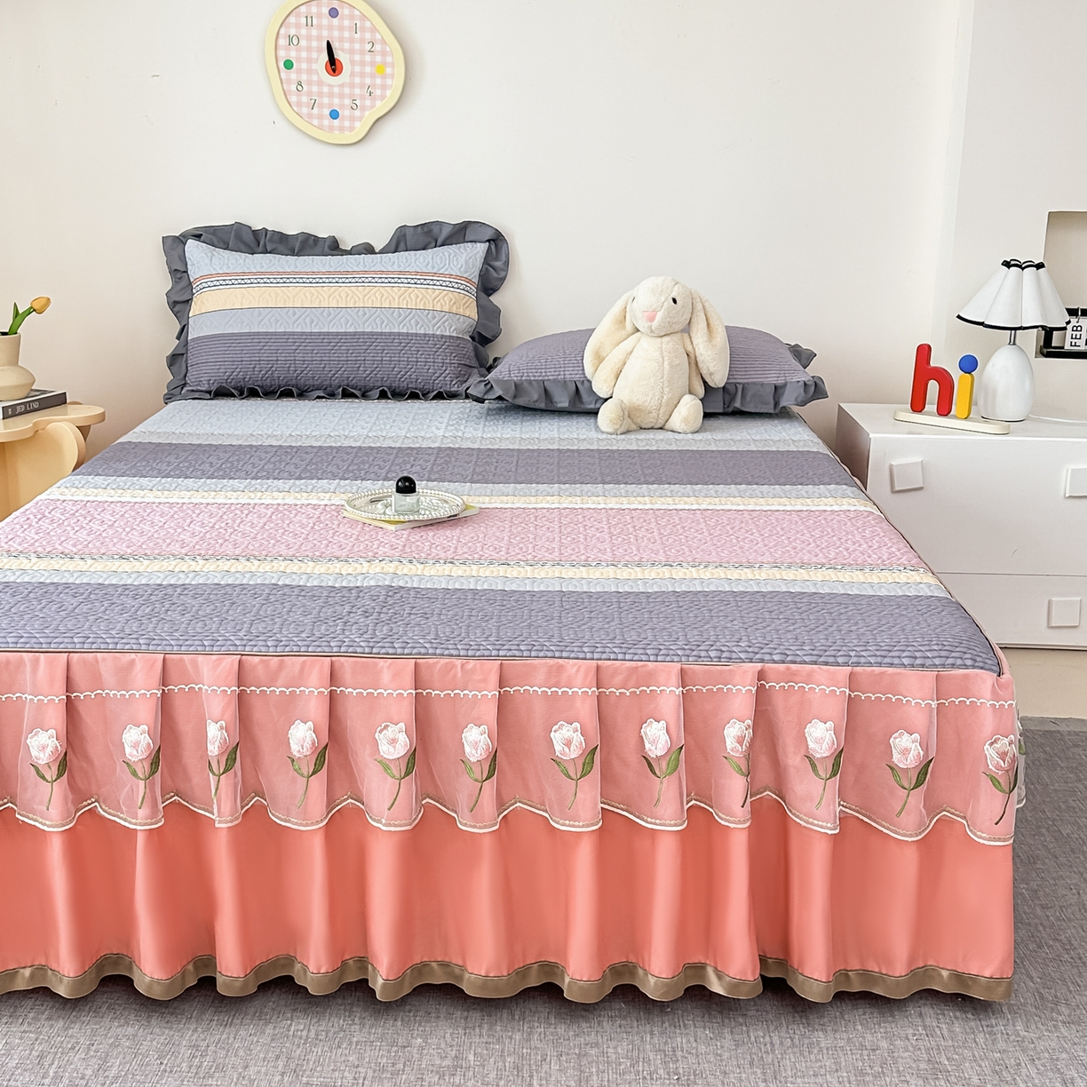 91家纺网 家纺一手货源 找家纺 手艺人家纺 2025新款全棉纯棉绗缝单床裙C02-C15 床裙单件 床裙C15