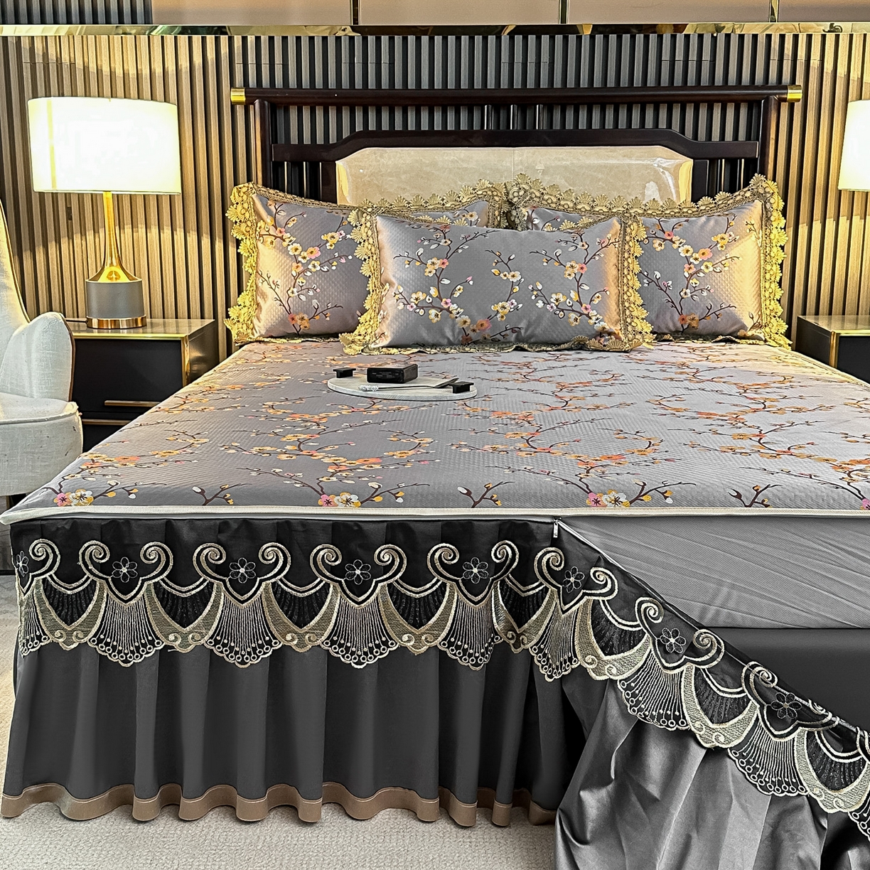 91家纺网 家纺一手货源 找家纺 手艺人家纺 2025新款高精密拉链款G01单床裙 床裙单件 床裙G01灰