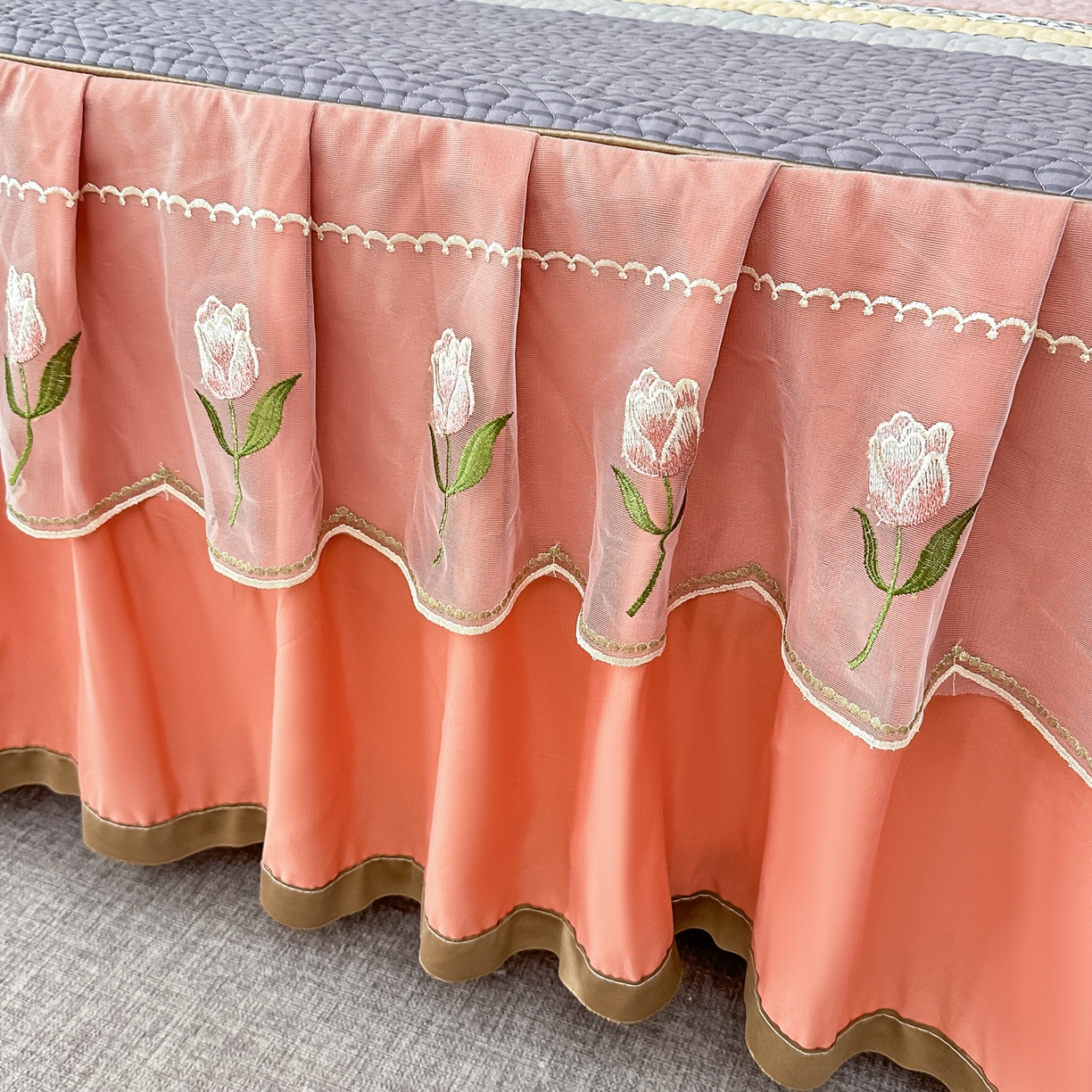 91家纺网 家纺一手货源 找家纺 手艺人家纺 2025新款全棉纯棉绗缝单床裙C02-C15 床裙单件 床裙C15