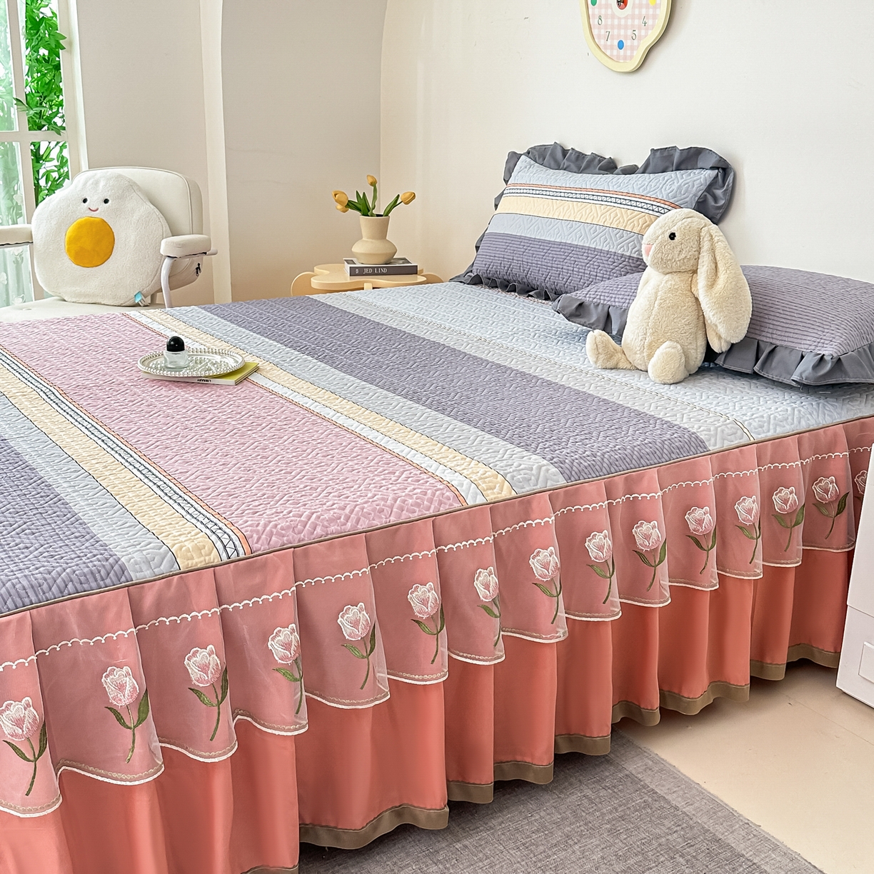 91家纺网 家纺一手货源 找家纺 手艺人家纺 2025新款全棉纯棉绗缝单床裙C02-C15 床裙单件 床裙C15