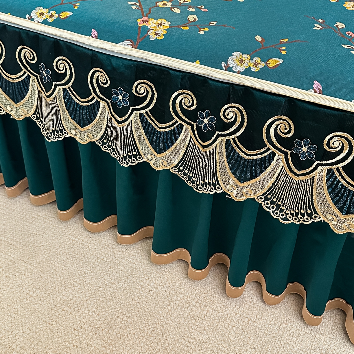 91家纺网 家纺一手货源 找家纺 手艺人家纺 2025新款高精密拉链款G01单床裙 床裙单件 床裙G01绿