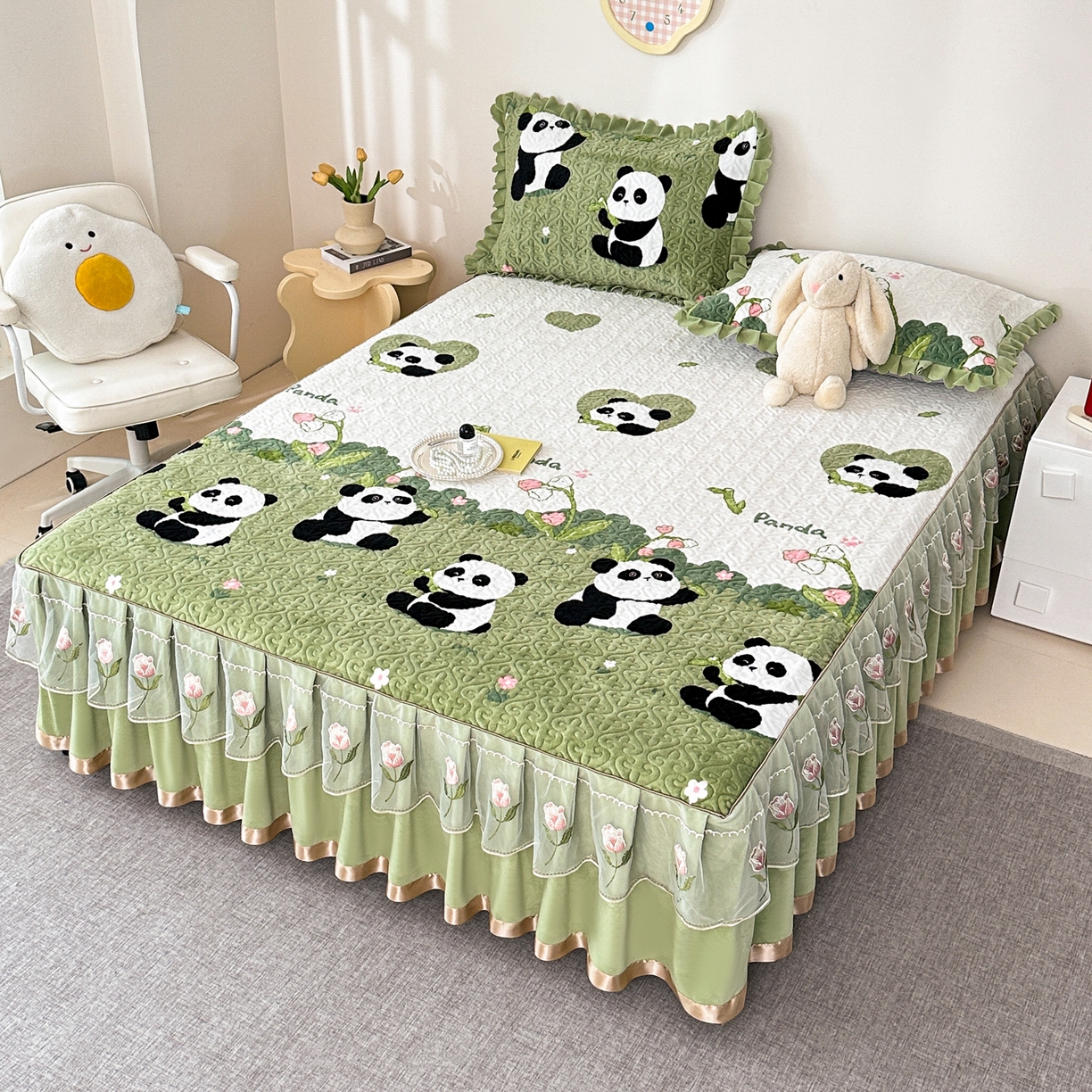 91家纺网 家纺一手货源 找家纺 （总）手艺人家纺 2025新款牛奶绒绗缝R01-R05单床裙 床裙单件