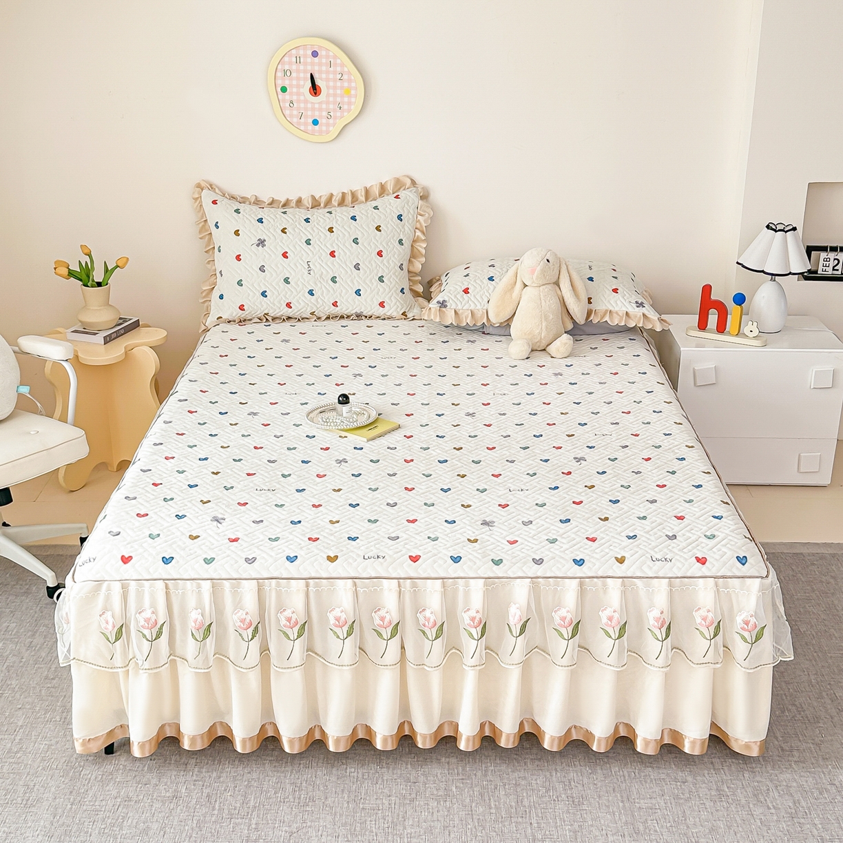 手艺人家纺 2025新款牛奶绒绗缝R01-R05单床裙 床裙单件 床裙R02