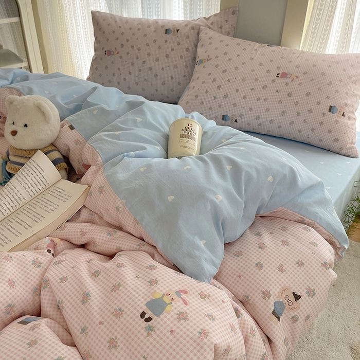 91家纺网 家纺一手货源 找家纺 （总）瑞莱 2025新款开学季全棉纯棉萌趣印花四件套