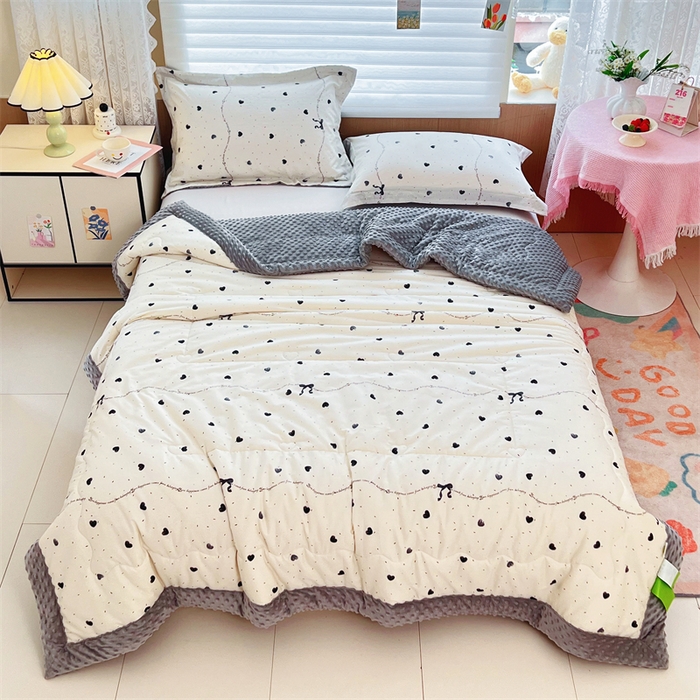 91家纺网 家纺一手货源 找家纺 （总）天瑜家纺 2025新款A类全棉纯棉豆豆绒AB面设计被芯被子被芯