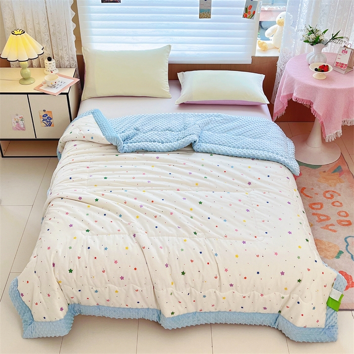 91家纺网 家纺一手货源 找家纺 （总）天瑜家纺 2025新款A类全棉纯棉豆豆绒AB面设计被芯被子被芯