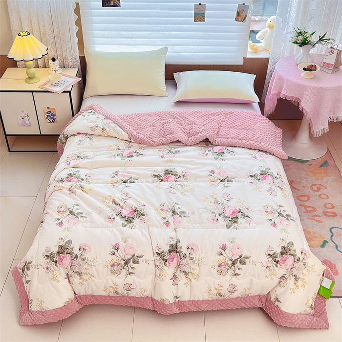 天瑜家纺 2025新款A类全棉纯棉豆豆绒AB面设计被芯被子被芯 花海