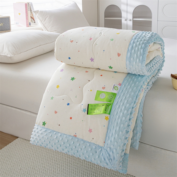 91家纺网 家纺一手货源 找家纺 天瑜家纺 2025新款A类全棉纯棉豆豆绒AB面设计被芯被子被芯 快乐宝贝