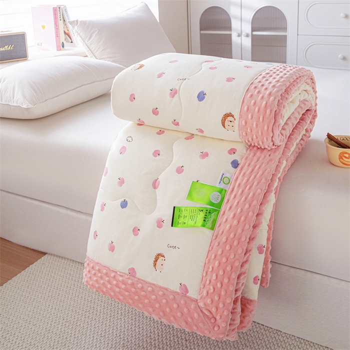 91家纺网 家纺一手货源 找家纺 天瑜家纺 2025新款A类全棉纯棉豆豆绒AB面设计被芯被子被芯 桃桃