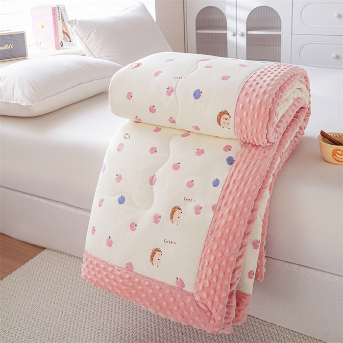 91家纺网 家纺一手货源 找家纺 天瑜家纺 2025新款A类全棉纯棉豆豆绒AB面设计被芯被子被芯 桃桃