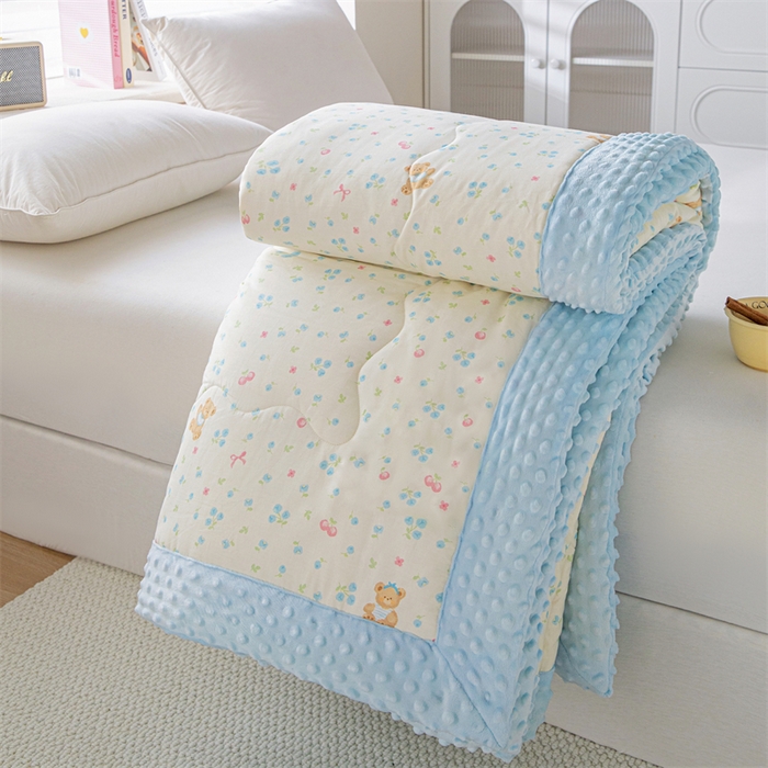 91家纺网 家纺一手货源 找家纺 天瑜家纺 2025新款A类全棉纯棉豆豆绒AB面设计被芯被子被芯 童心