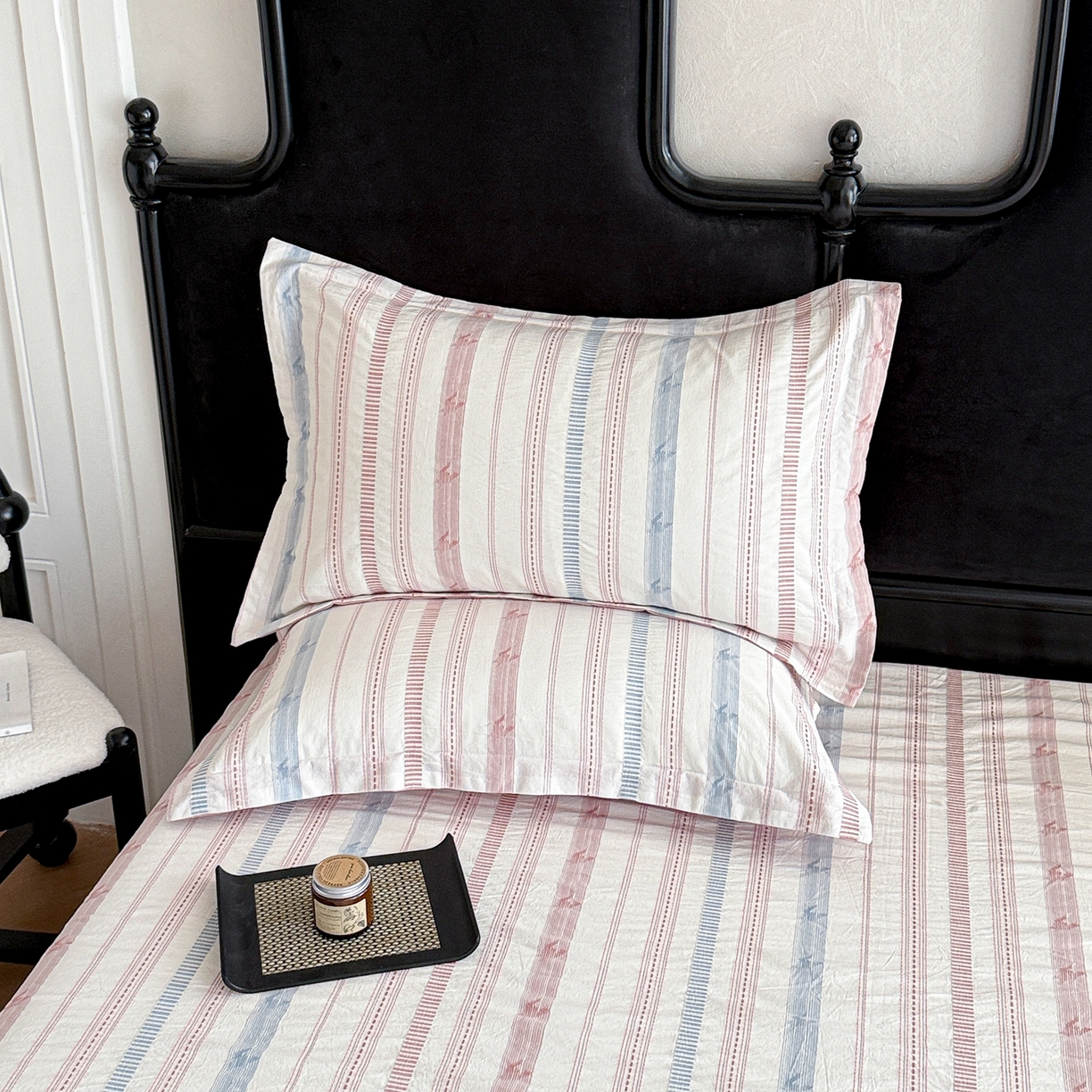 眠博士 2055新款40s全棉纯棉提花股线枕套单品枕套单件单枕套 提花股线枕套-素简粉