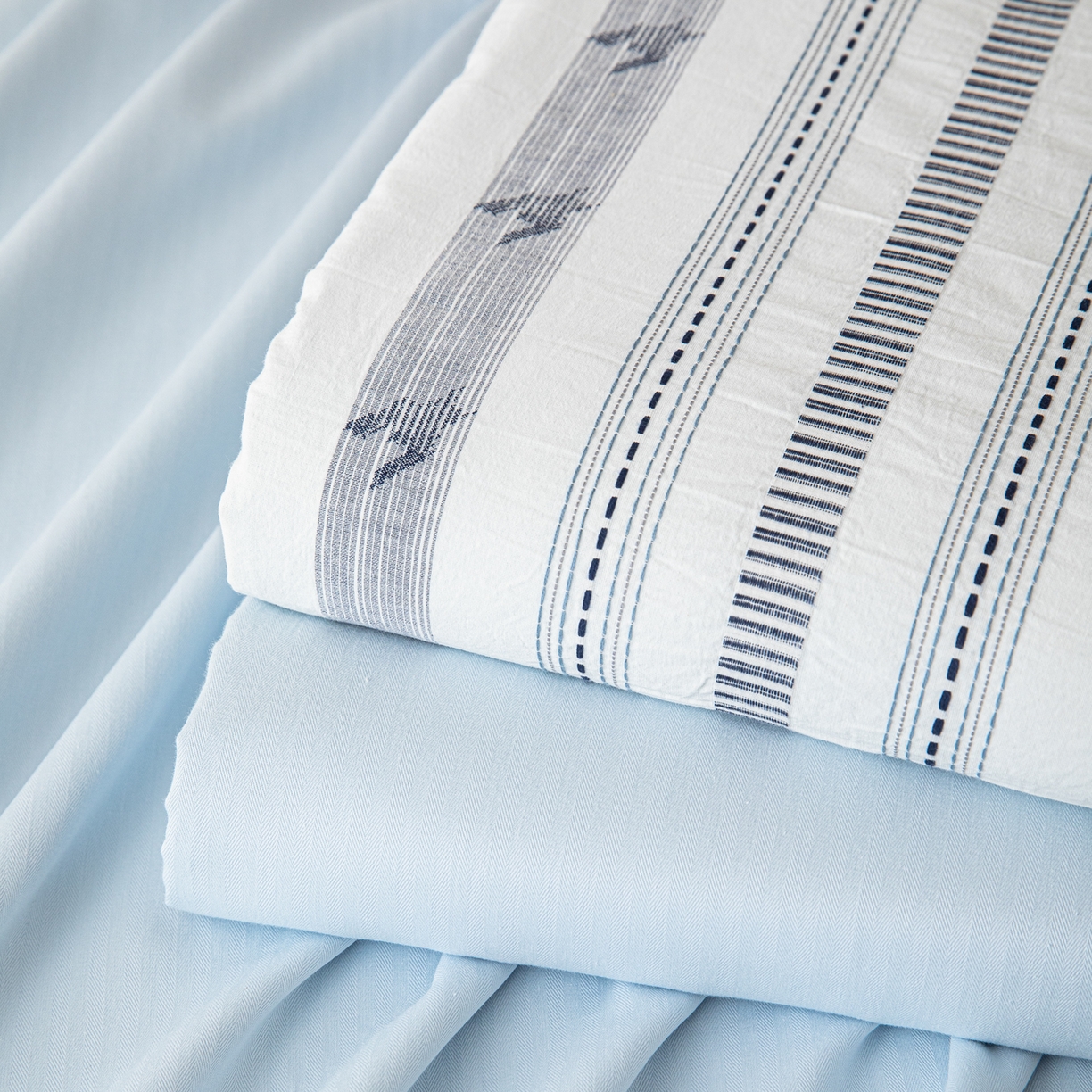 91家纺网 家纺一手货源 找家纺 眠博士 2055新款40s全棉纯棉提花股线枕套单品枕套单件单枕套 提花股线枕套-素简蓝