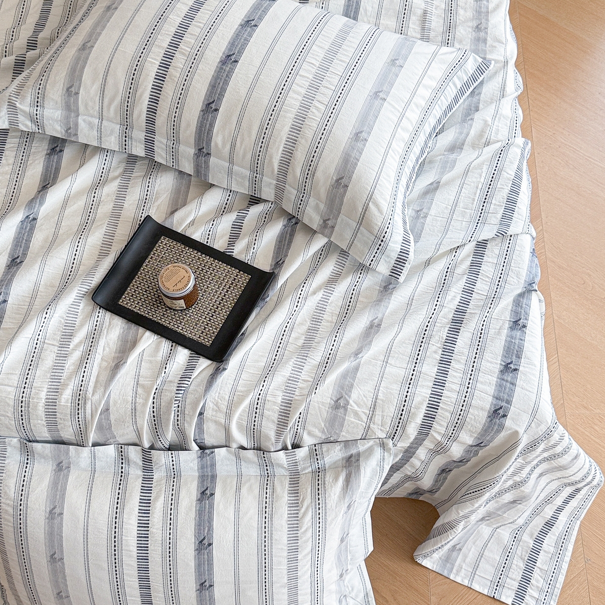 91家纺网 家纺一手货源 找家纺 眠博士 2055新款40s全棉纯棉提花股线枕套单品枕套单件单枕套 提花股线枕套-素简蓝