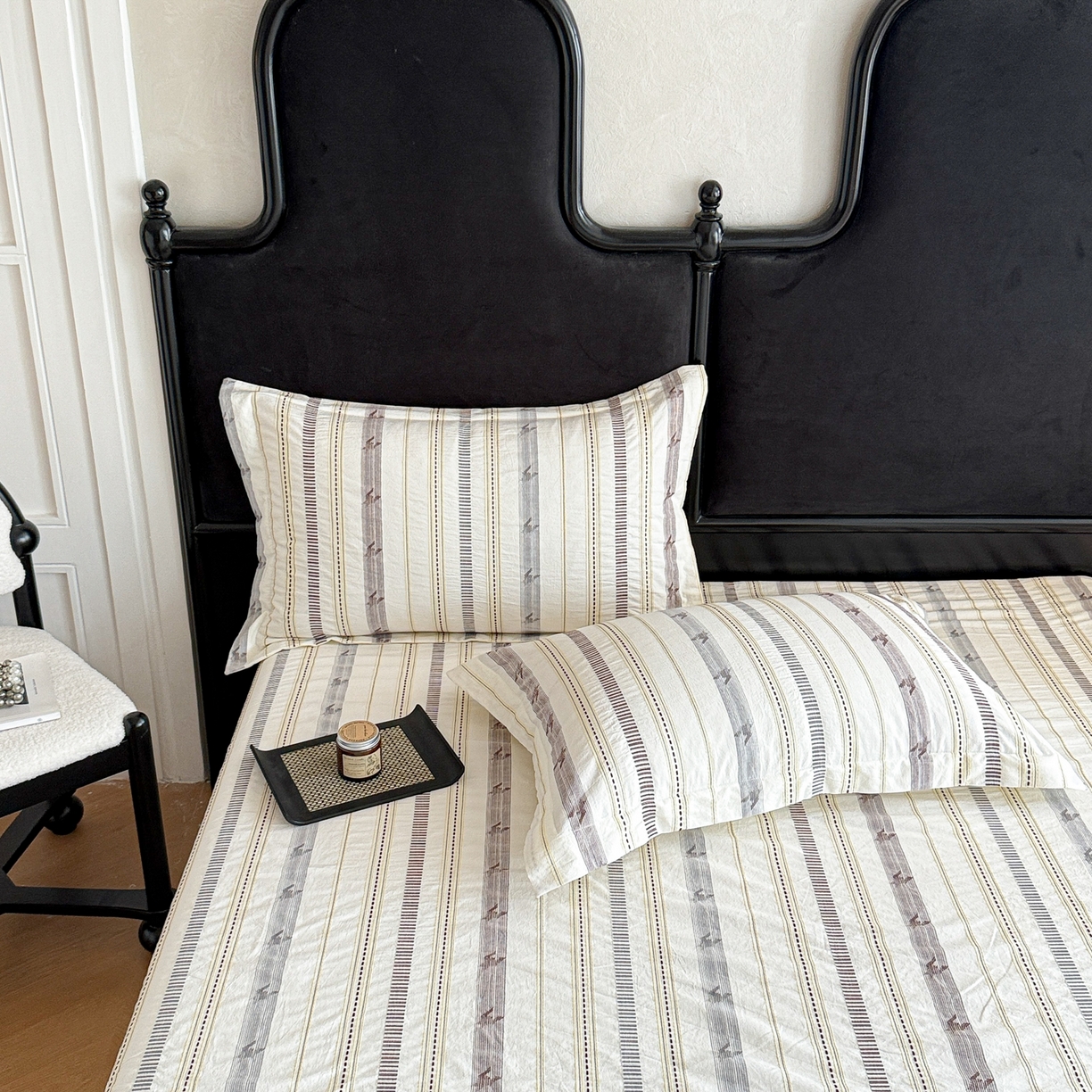 91家纺网 家纺一手货源 找家纺 眠博士 2055新款40s全棉纯棉提花股线枕套单品枕套单件单枕套 提花股线枕套-素简米