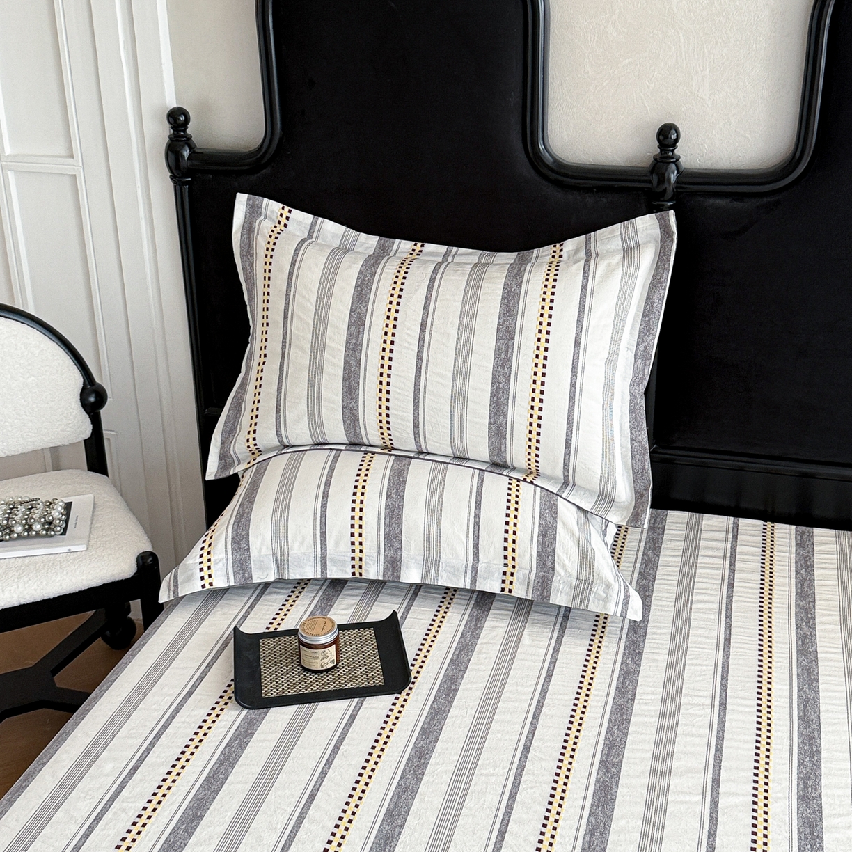 眠博士 2055新款40s全棉纯棉提花股线枕套单品枕套单件单枕套 提花股线枕套-未来灰