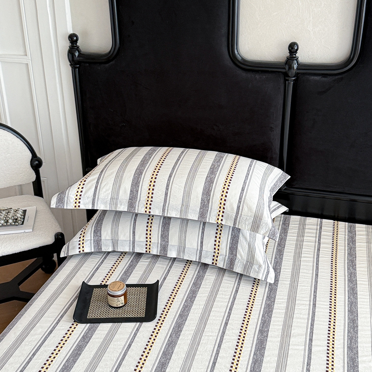 91家纺网 家纺一手货源 找家纺 眠博士 2055新款40s全棉纯棉提花股线枕套单品枕套单件单枕套 提花股线枕套-未来灰