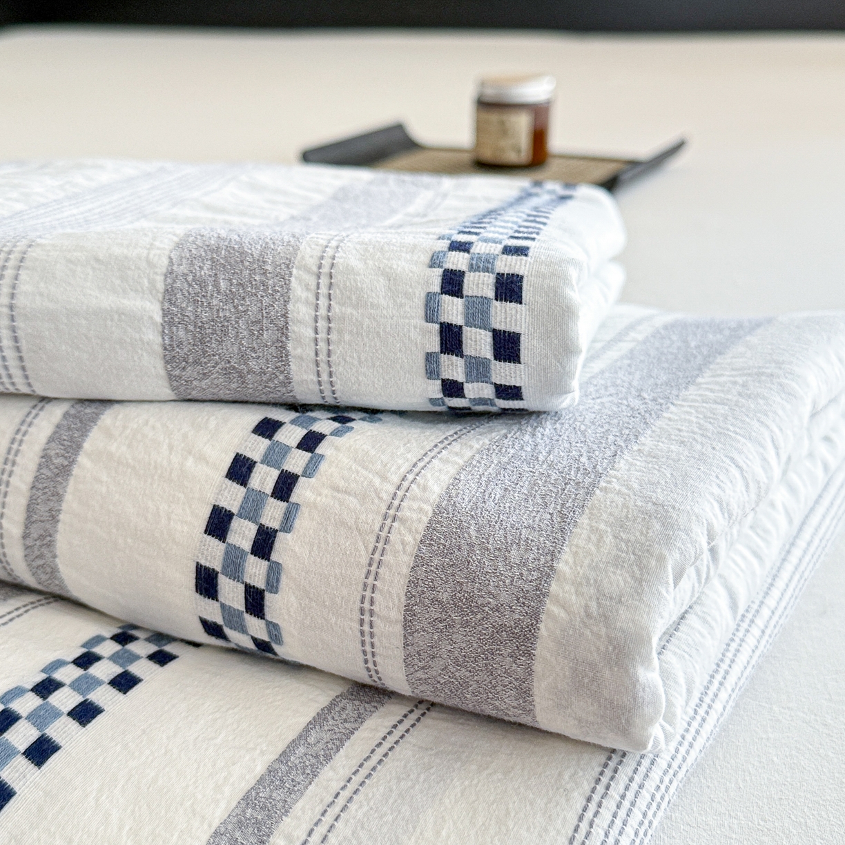 91家纺网 家纺一手货源 找家纺 眠博士 2055新款40s全棉纯棉提花股线枕套单品枕套单件单枕套 提花股线枕套-未来蓝