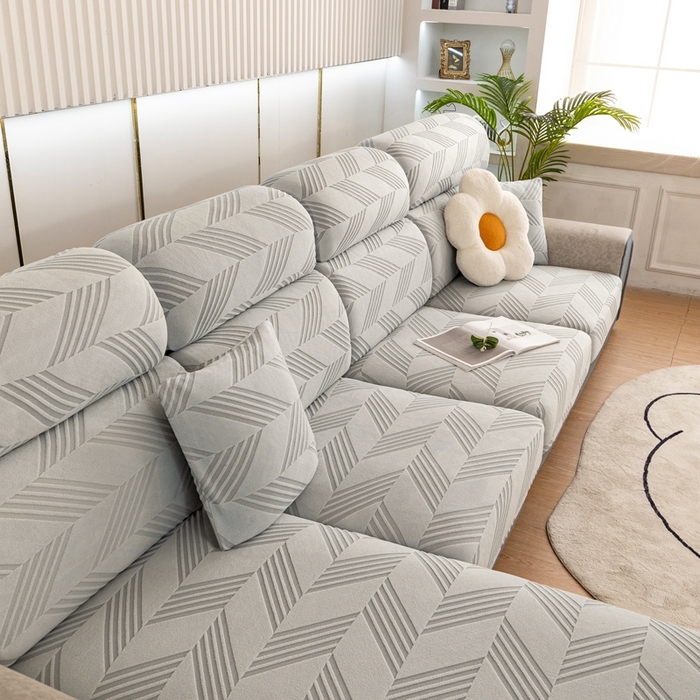 91家纺网 家纺一手货源 找家纺 沐沐 2026新款菱梵提花沙发笠 菱梵-浅灰