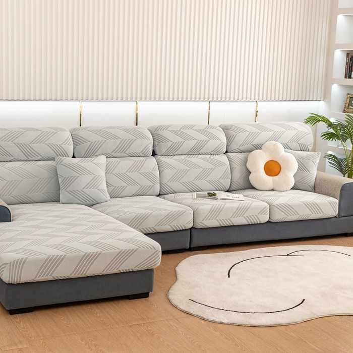 91家纺网 家纺一手货源 找家纺 沐沐 2026新款菱梵提花沙发笠 菱梵-浅灰