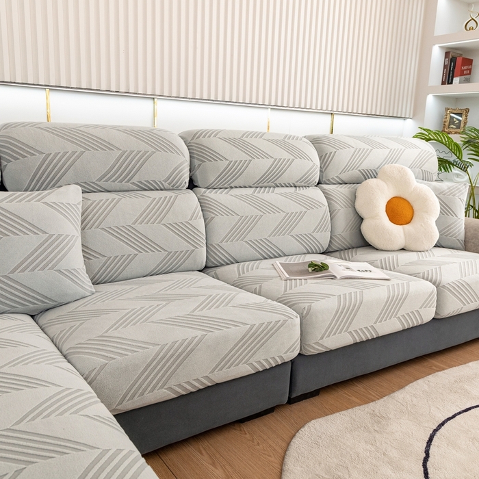 91家纺网 家纺一手货源 找家纺 沐沐 2026新款菱梵提花沙发笠 菱梵-浅灰