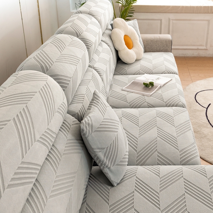 91家纺网 家纺一手货源 找家纺 沐沐 2026新款菱梵提花沙发笠 菱梵-浅灰