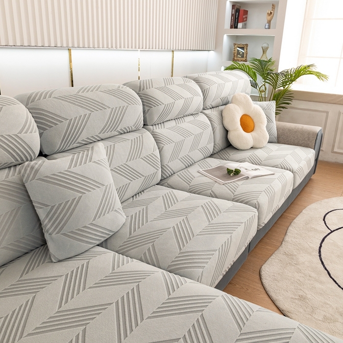 91家纺网 家纺一手货源 找家纺 沐沐 2026新款菱梵提花沙发笠 菱梵-浅灰