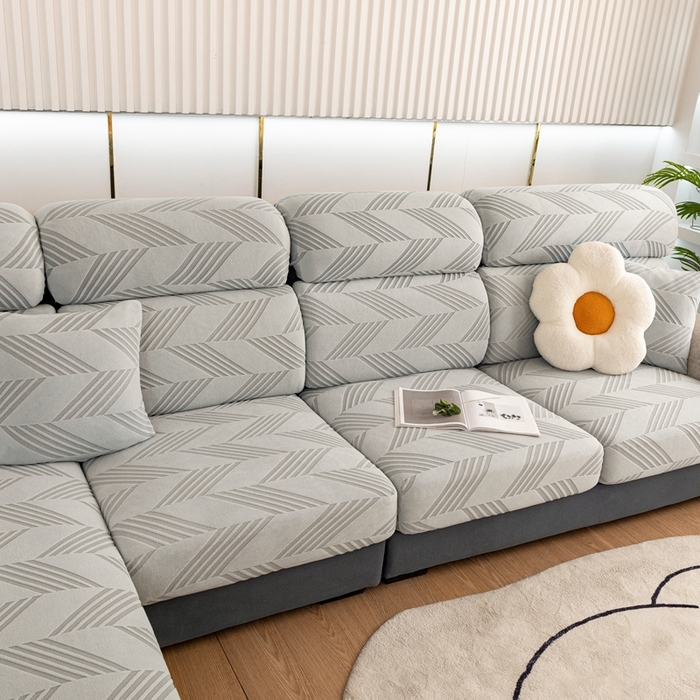 91家纺网 家纺一手货源 找家纺 沐沐 2026新款菱梵提花沙发笠 菱梵-浅灰