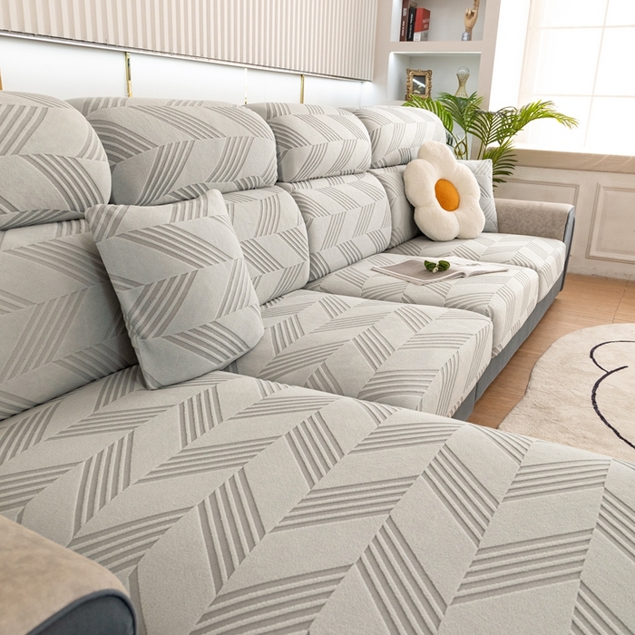 91家纺网 家纺一手货源 找家纺 沐沐 2026新款菱梵提花沙发笠 菱梵-浅灰