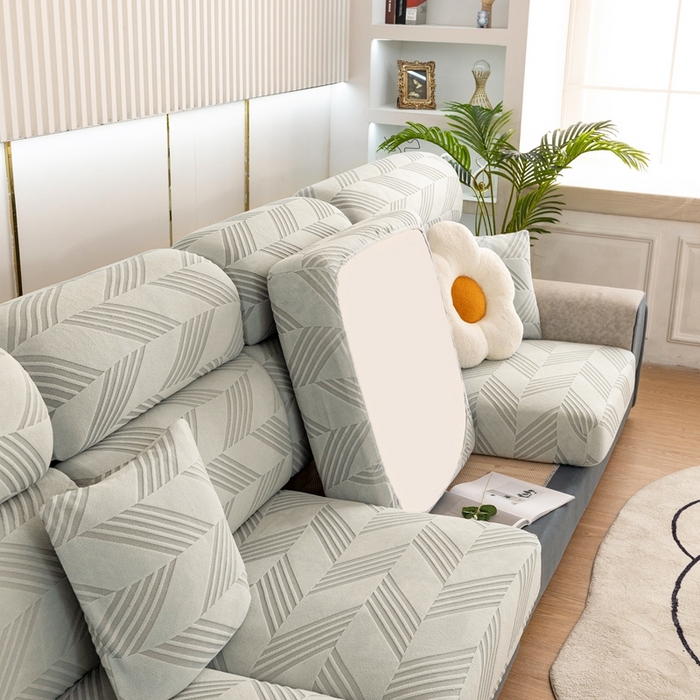 91家纺网 家纺一手货源 找家纺 沐沐 2026新款菱梵提花沙发笠 菱梵-浅灰