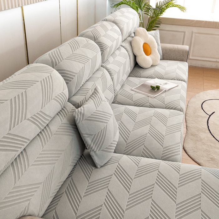 91家纺网 家纺一手货源 找家纺 沐沐 2026新款菱梵提花沙发笠 菱梵-浅灰