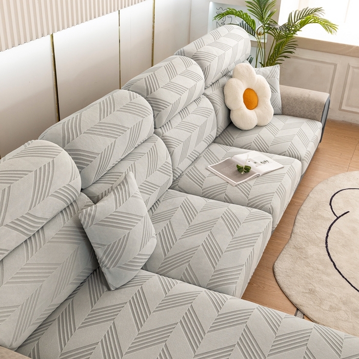 91家纺网 家纺一手货源 找家纺 沐沐 2026新款菱梵提花沙发笠 菱梵-浅灰