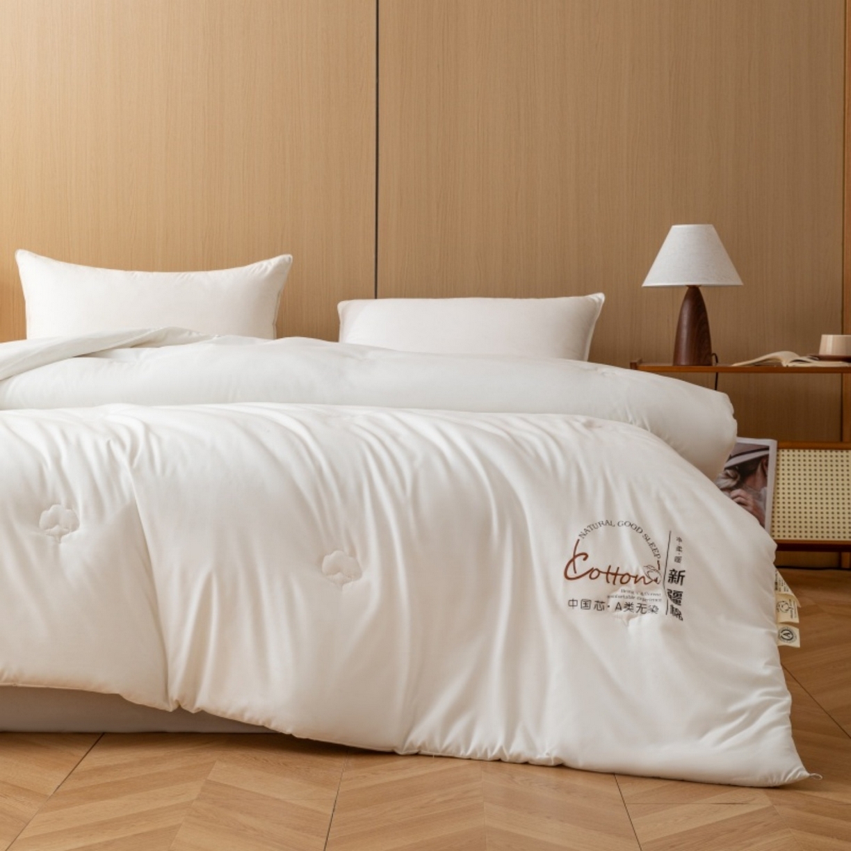 91家纺网 家纺一手货源 找家纺 好宜家纺 2025新款水洗棉新疆棉花被芯被子冬被春秋被夏被学生宿舍四季通用 月光白色