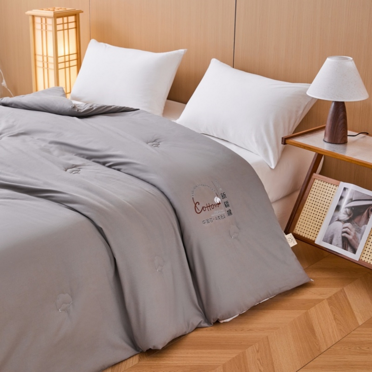 91家纺网 家纺一手货源 找家纺 好宜家纺 2025新款水洗棉新疆棉花被芯被子冬被春秋被夏被学生宿舍四季通用 中式灰色
