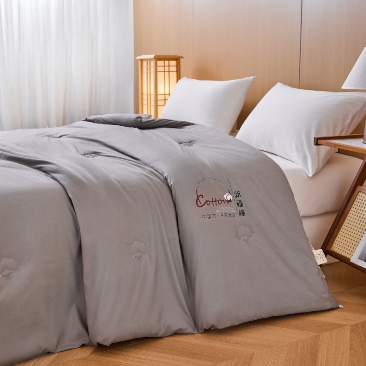 91家纺网 家纺一手货源 找家纺 好宜家纺 2025新款水洗棉新疆棉花被芯被子冬被春秋被夏被学生宿舍四季通用 中式灰色