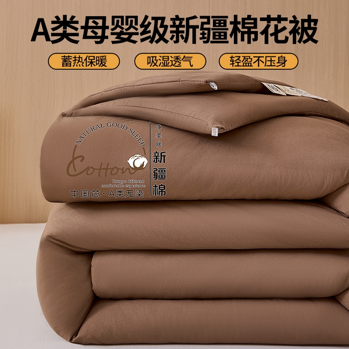 好宜家纺 2025新款水洗棉新疆棉花被芯被子冬被春秋被夏被学生宿舍四季通用 高雅咖色