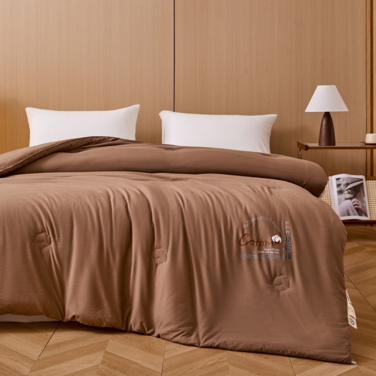 91家纺网 家纺一手货源 找家纺 好宜家纺 2025新款水洗棉新疆棉花被芯被子冬被春秋被夏被学生宿舍四季通用 高雅咖色