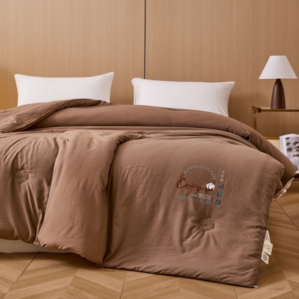 91家纺网 家纺一手货源 找家纺 好宜家纺 2025新款水洗棉新疆棉花被芯被子冬被春秋被夏被学生宿舍四季通用 高雅咖色