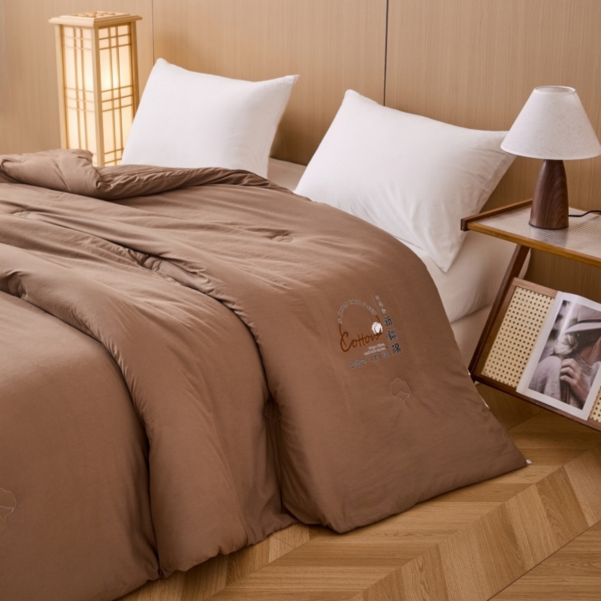 91家纺网 家纺一手货源 找家纺 好宜家纺 2025新款水洗棉新疆棉花被芯被子冬被春秋被夏被学生宿舍四季通用 高雅咖色