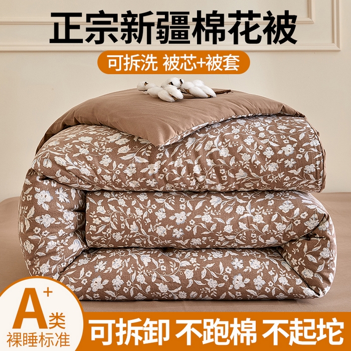 91家纺网 家纺一手货源 找家纺 好宜家纺 2025新款可拆洗新疆棉花被冬被春秋被夏凉被家用学生宿舍被子空调被芯四季通用 【批发团购价更优】【免费打包代发】【量大免费送货上门】 黛米-香槟咖