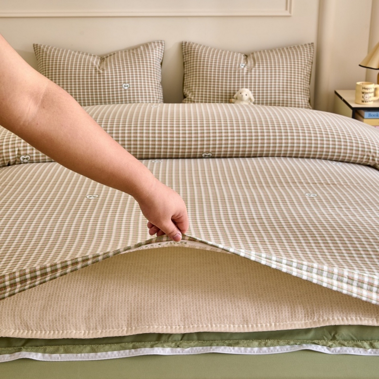 91家纺网 家纺一手货源 找家纺 好宜家纺 2025新款可拆洗新疆棉花被冬被春秋被夏凉被家用学生宿舍被子空调被芯四季通用 【批发团购价更优】【免费打包代发】【量大免费送货上门】 甜心小格-绿