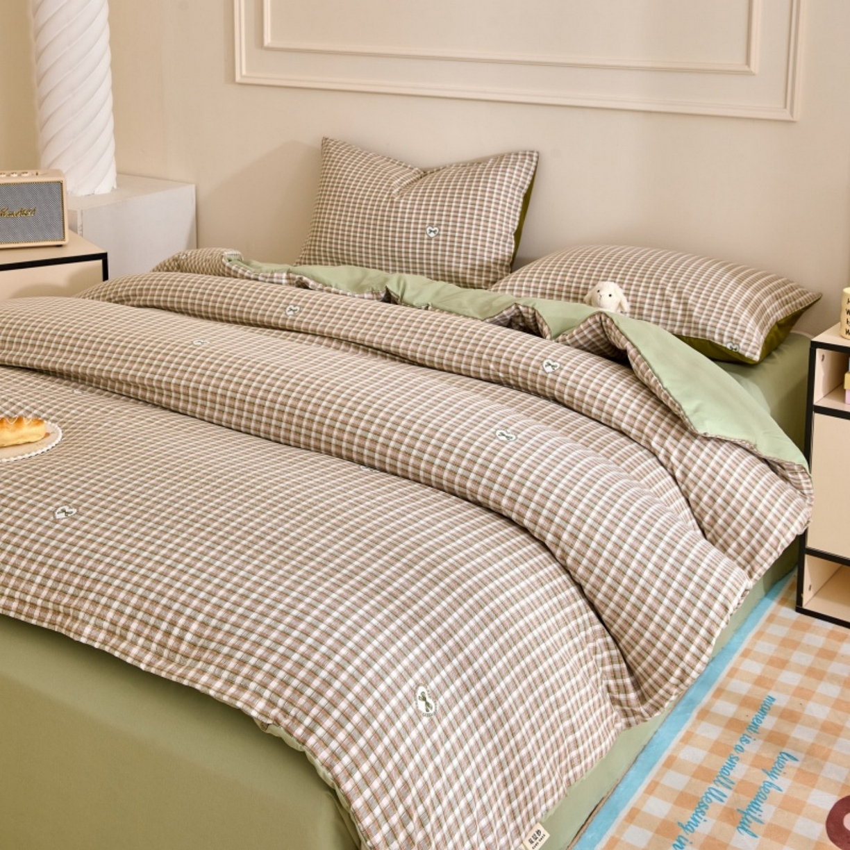 91家纺网 家纺一手货源 找家纺 好宜家纺 2025新款可拆洗新疆棉花被冬被春秋被夏凉被家用学生宿舍被子空调被芯四季通用 【批发团购价更优】【免费打包代发】【量大免费送货上门】 甜心小格-绿