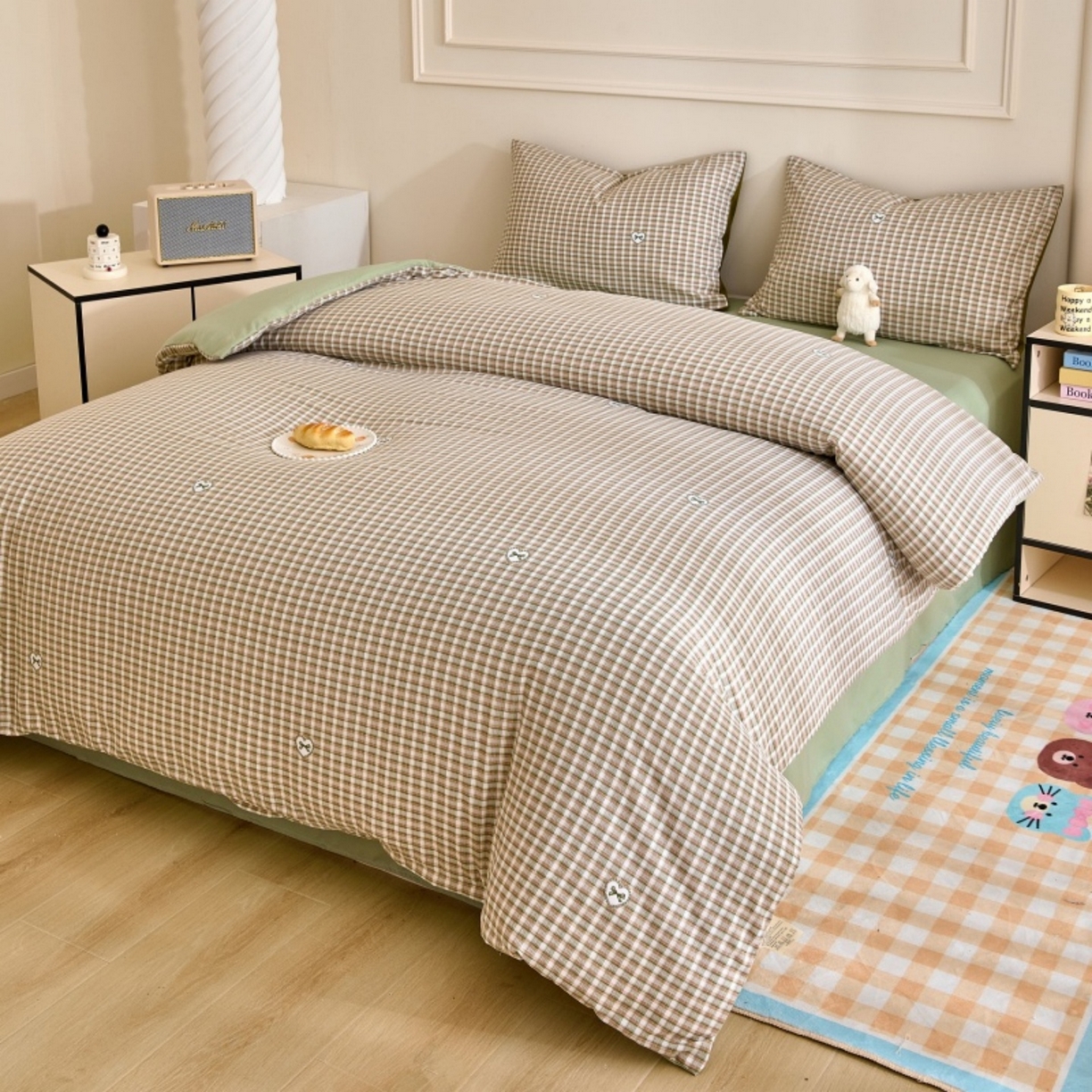 91家纺网 家纺一手货源 找家纺 好宜家纺 2025新款可拆洗新疆棉花被冬被春秋被夏凉被家用学生宿舍被子空调被芯四季通用 【批发团购价更优】【免费打包代发】【量大免费送货上门】 甜心小格-绿