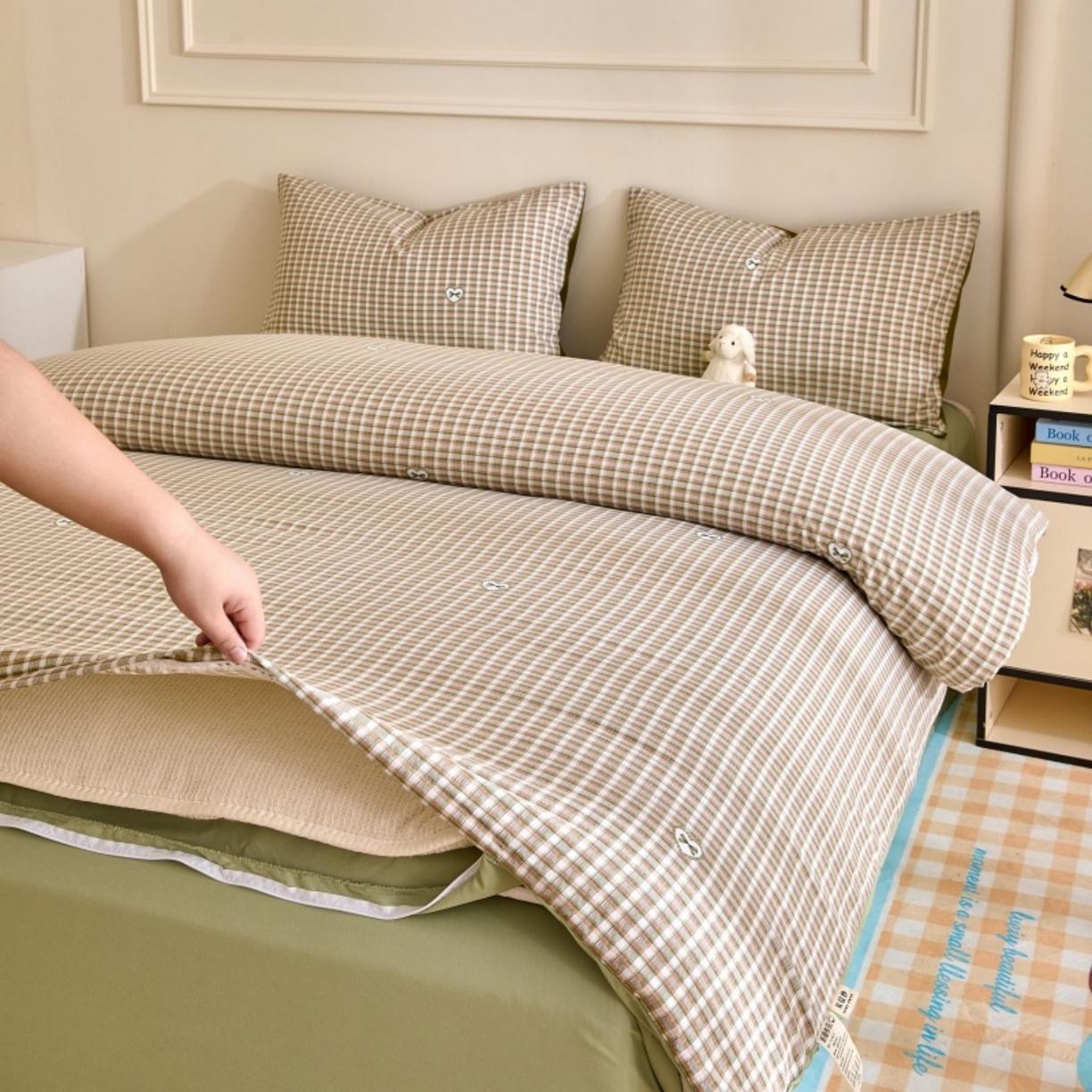 91家纺网 家纺一手货源 找家纺 好宜家纺 2025新款可拆洗新疆棉花被冬被春秋被夏凉被家用学生宿舍被子空调被芯四季通用 【批发团购价更优】【免费打包代发】【量大免费送货上门】 甜心小格-绿